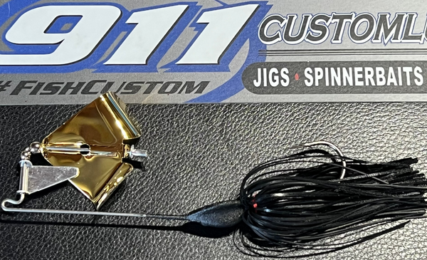 BuzzBait - GOLD Center Axis Blade - Black – 911CustomLures.com