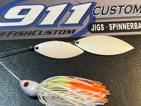 Spinnerbait - Shad Head - WHITE - Double Willow - White Cole