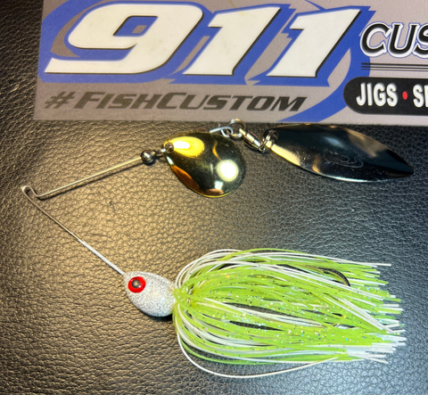 Spinnerbait - Shad Head - Chart/White - Tandem