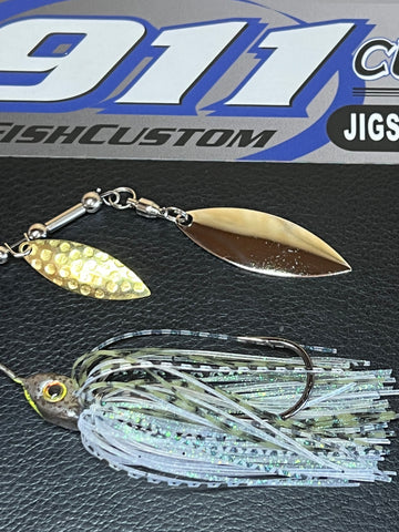 Spinnerbait - Tillery Shad - Hidden Weight - Double Willow - GOLD Blade