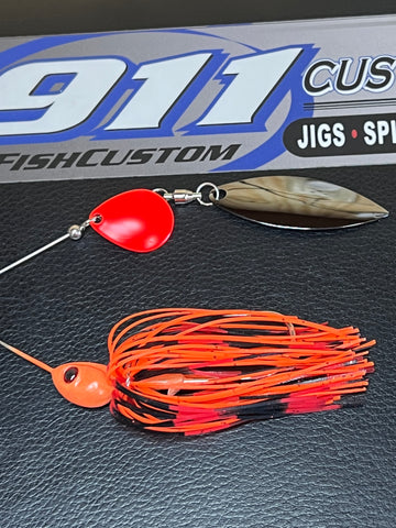 Spinnerbait - Shad Head - RED Blade - Tandem - Fire Craw