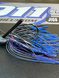 Round Rubber Jig - Black & Blue Tips