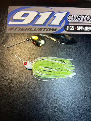 Spinnerbait - Shad Head - Chart/White - Double Willow