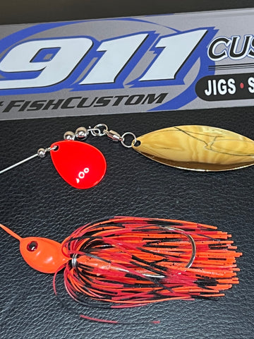 Spinnerbait - Shad Head - RED Blade - Tandem - Fire Craw –