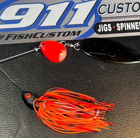 Spinnerbait - Shad Head - Black Fire Craw- Tandem