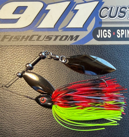 Spinnerbait - Roanoke Charteuse - Hidden Weight - Double Willow - 911CustomLures.com