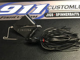 Buzzbait - Ticker - Black on Black - 911CustomLures.com