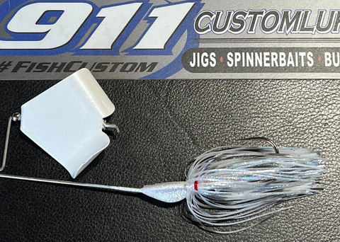 BuzzBait - WHITE - Offset Blade - LI Blue Shad